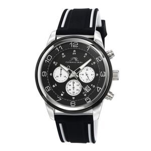 Porsamo Bleu Arthur Men's Chronograph Black Silver Silicone Quartz Wrist Watch